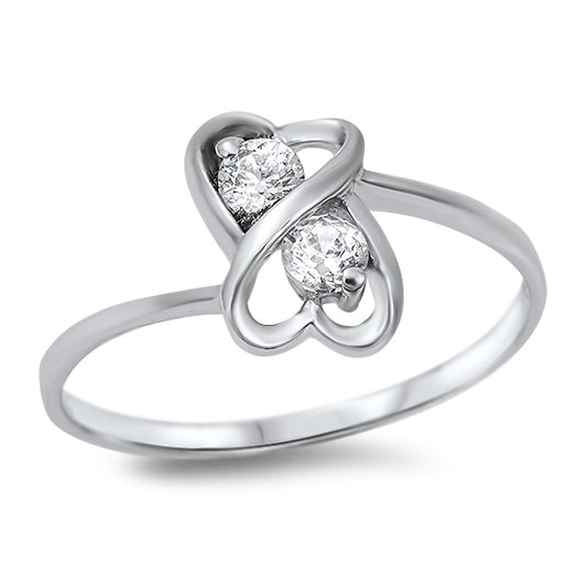 Silver CZ Ring - Heart