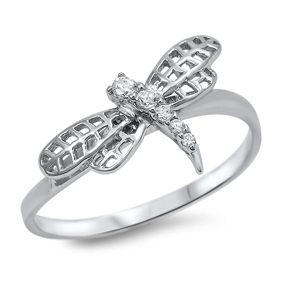 Silver CZ Ring - Dragonfly