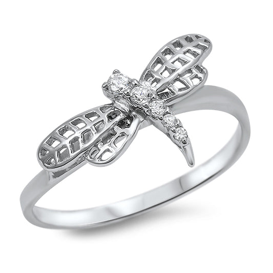 Silver CZ Ring - Dragonfly