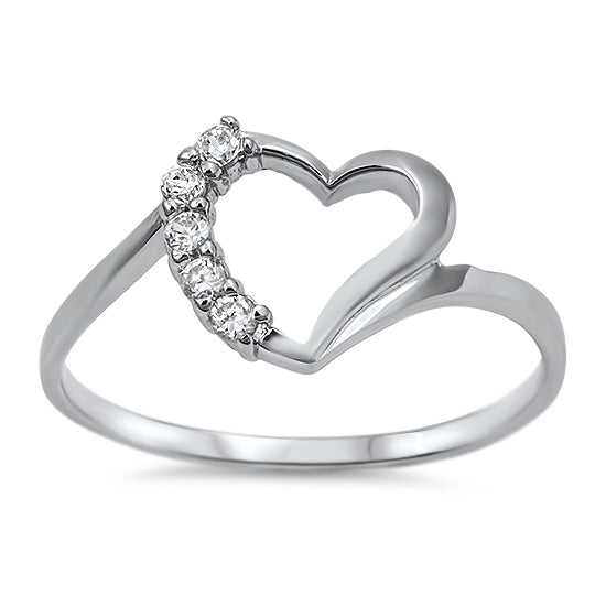 Silver CZ Ring - Heart