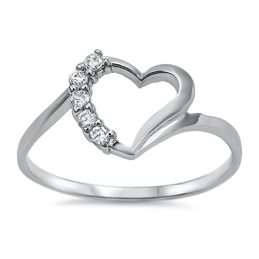 Silver CZ Ring - Heart