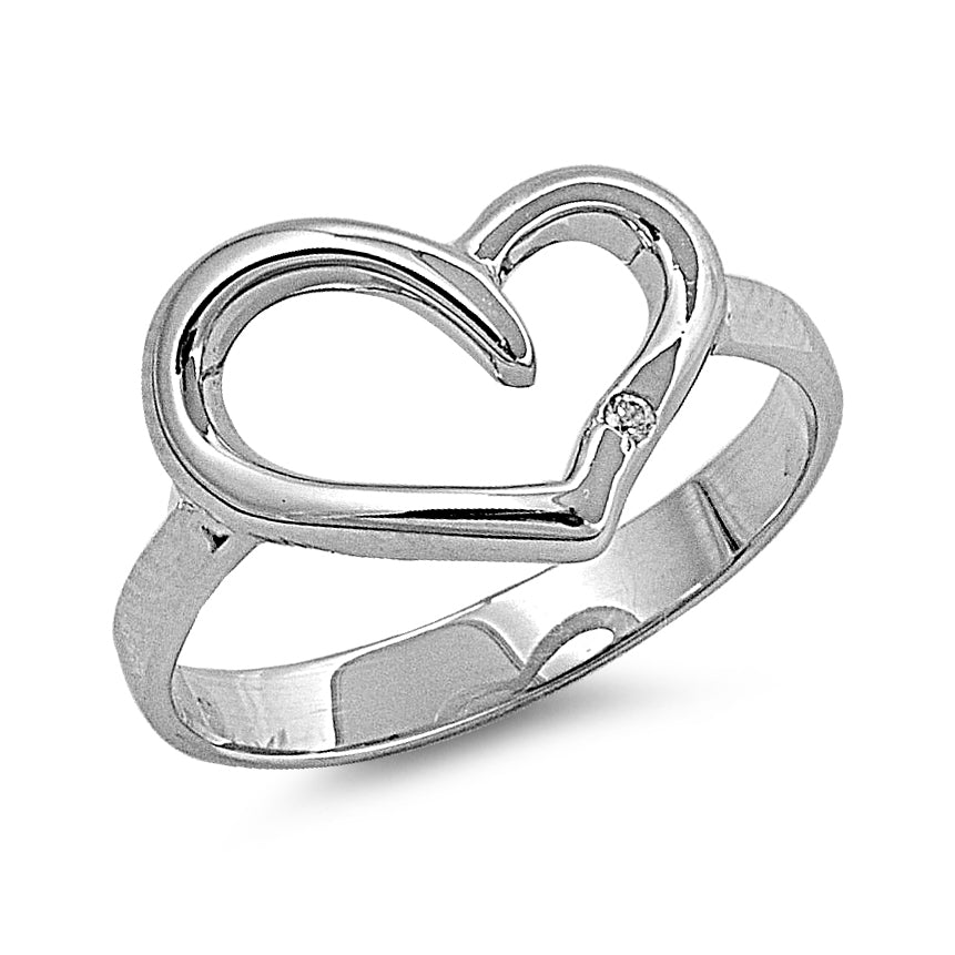 Silver CZ Ring - Heart