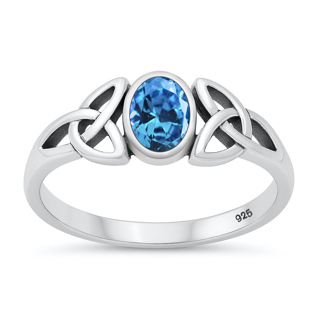 Silver CZ Ring - Celtic Design