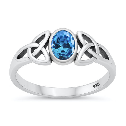 Silver CZ Ring - Celtic Design