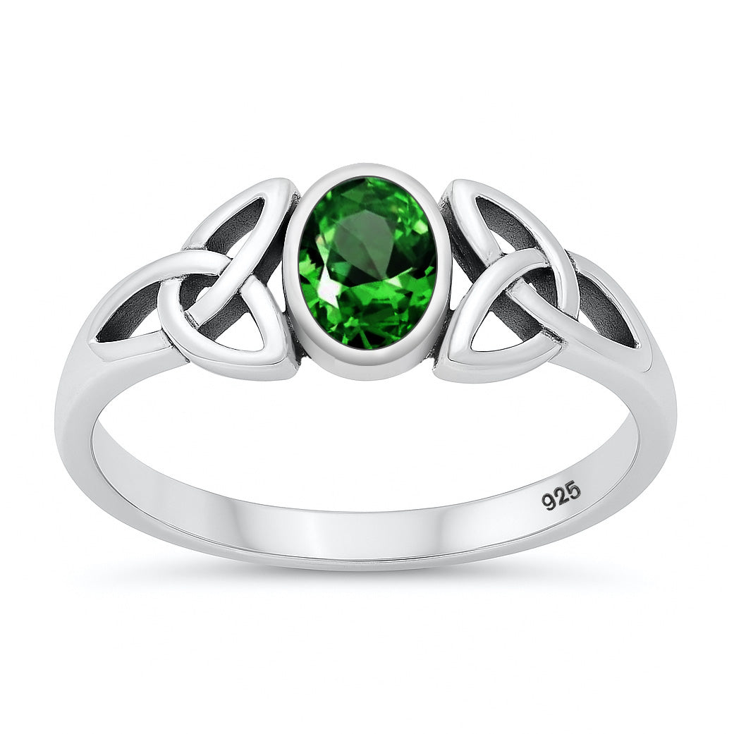 Silver CZ Ring - Celtic Design