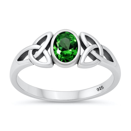 Silver CZ Ring - Celtic Design