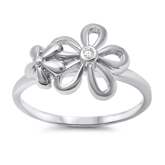 Silver CZ Ring - Flowers