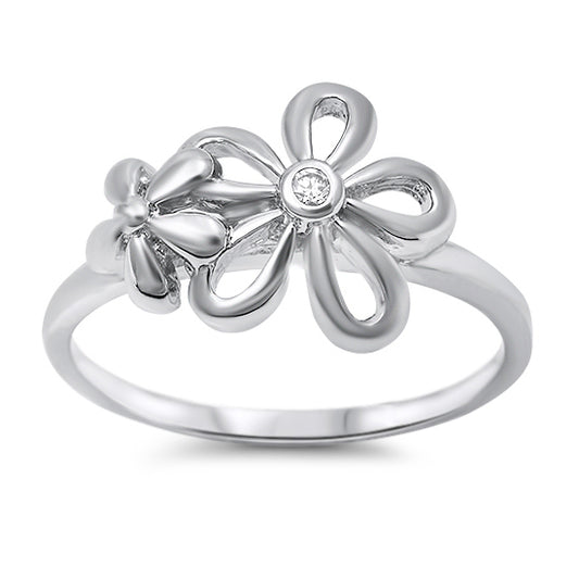 Silver CZ Ring - Flowers