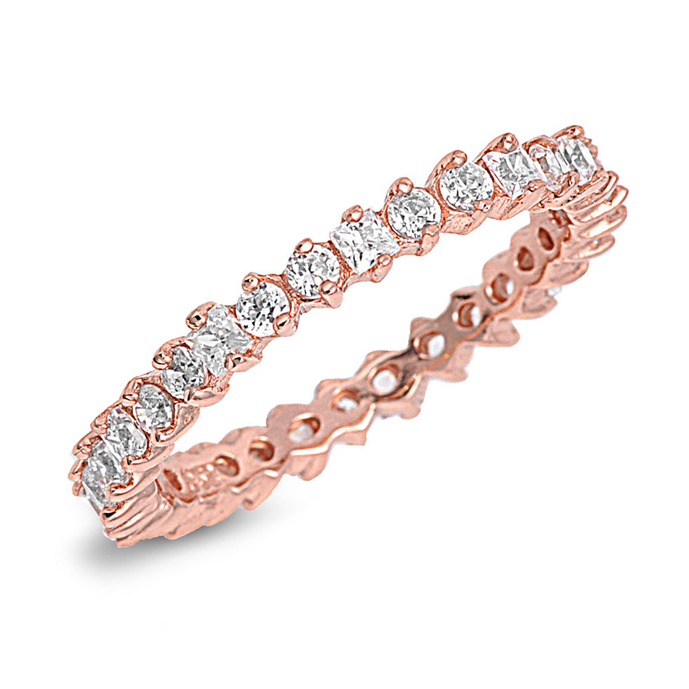 Silver CZ Ring - Rose Gold Plated