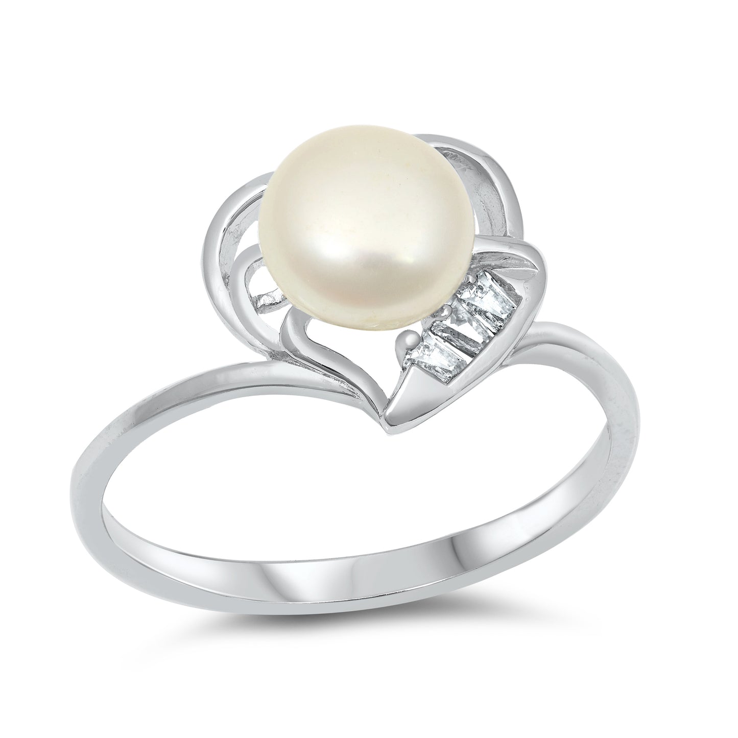 Silver CZ Ring - Pearl