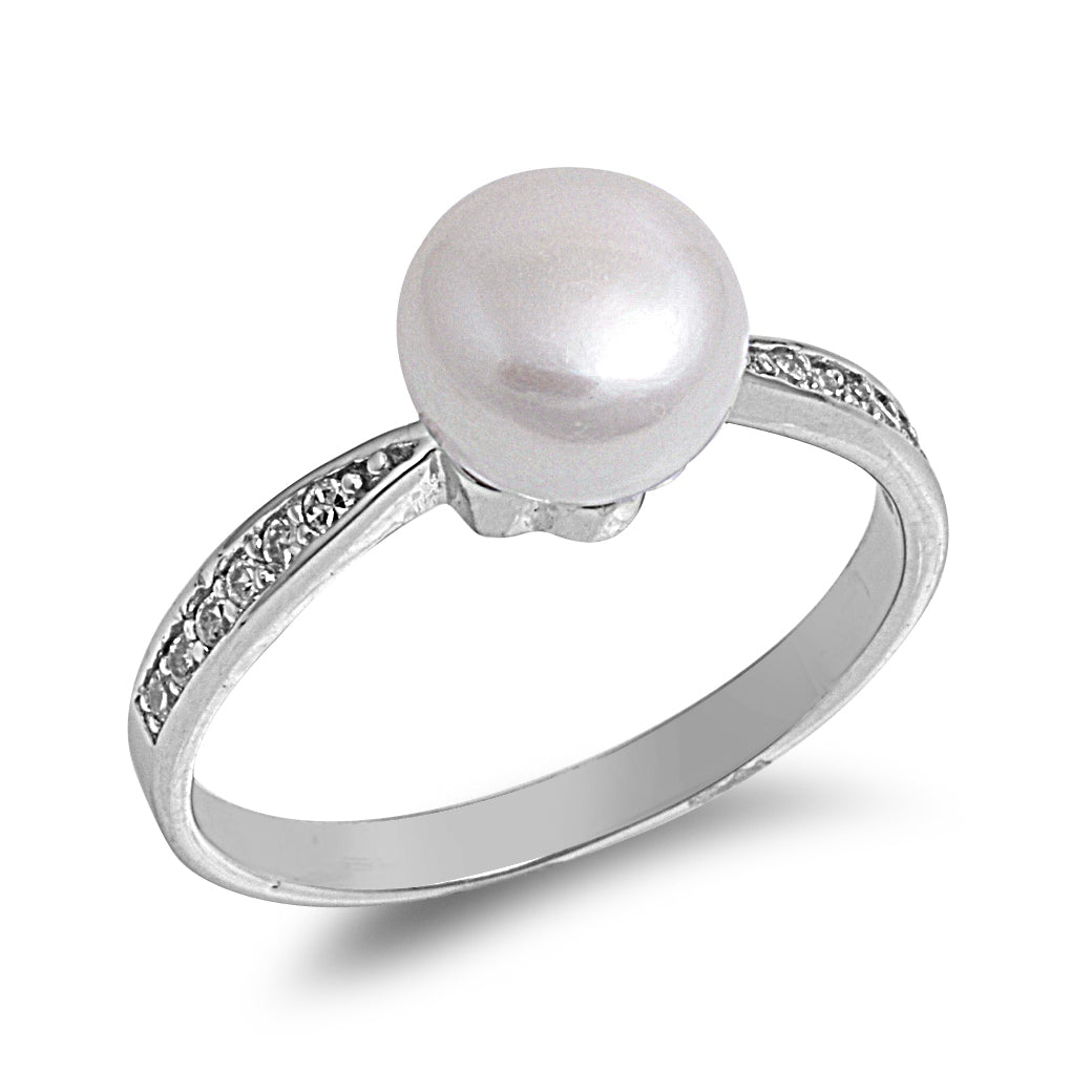 Silver CZ Ring - Pearl