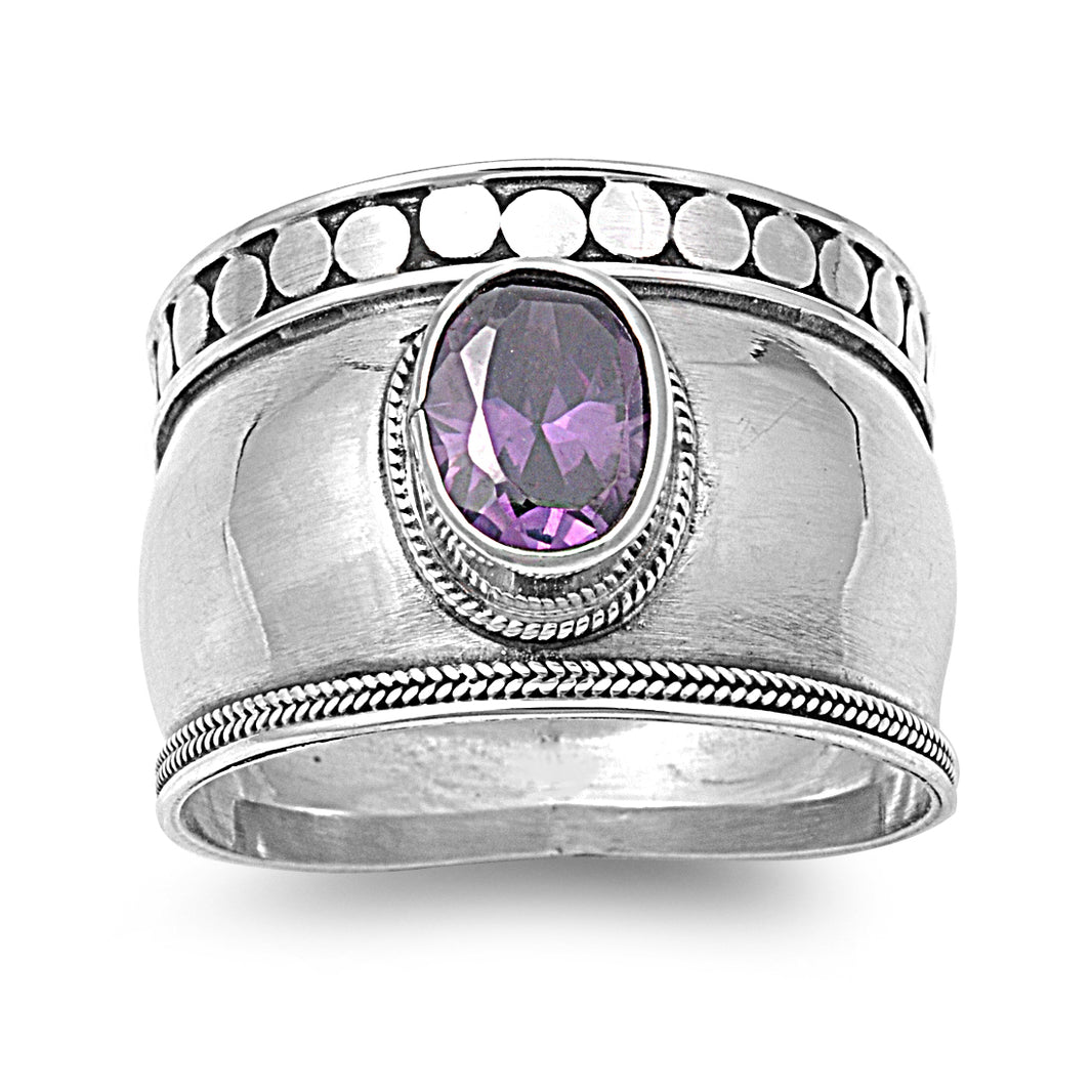 Silver CZ Ring - Bali Design