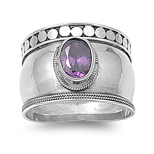 Silver CZ Ring - Bali Design
