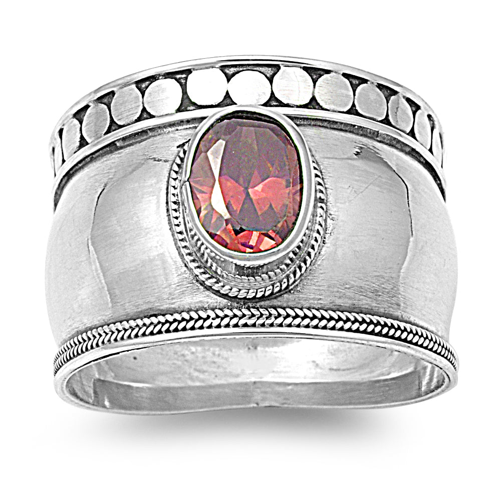 Silver CZ Ring - Bali Design
