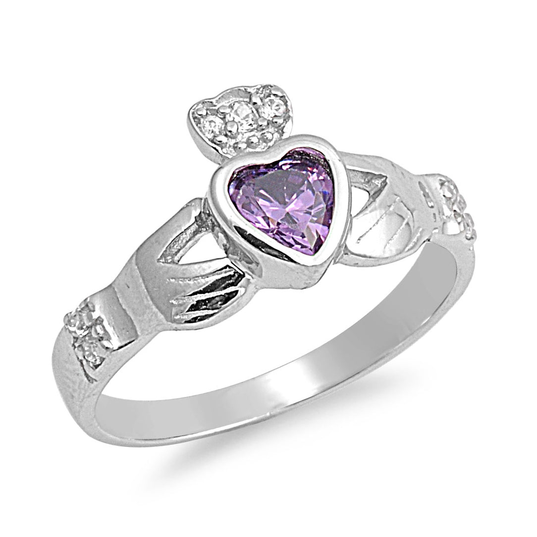 Silver Claddagh Ring W/ CZ
