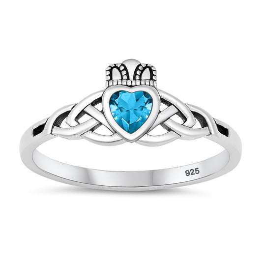 Silver CZ Ring - Claddagh ring