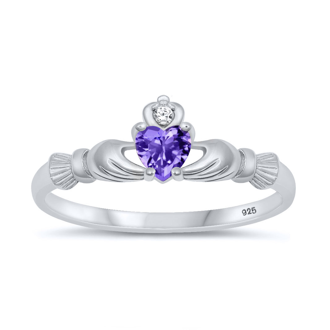 Silver CZ Ring - Claddagh Ring