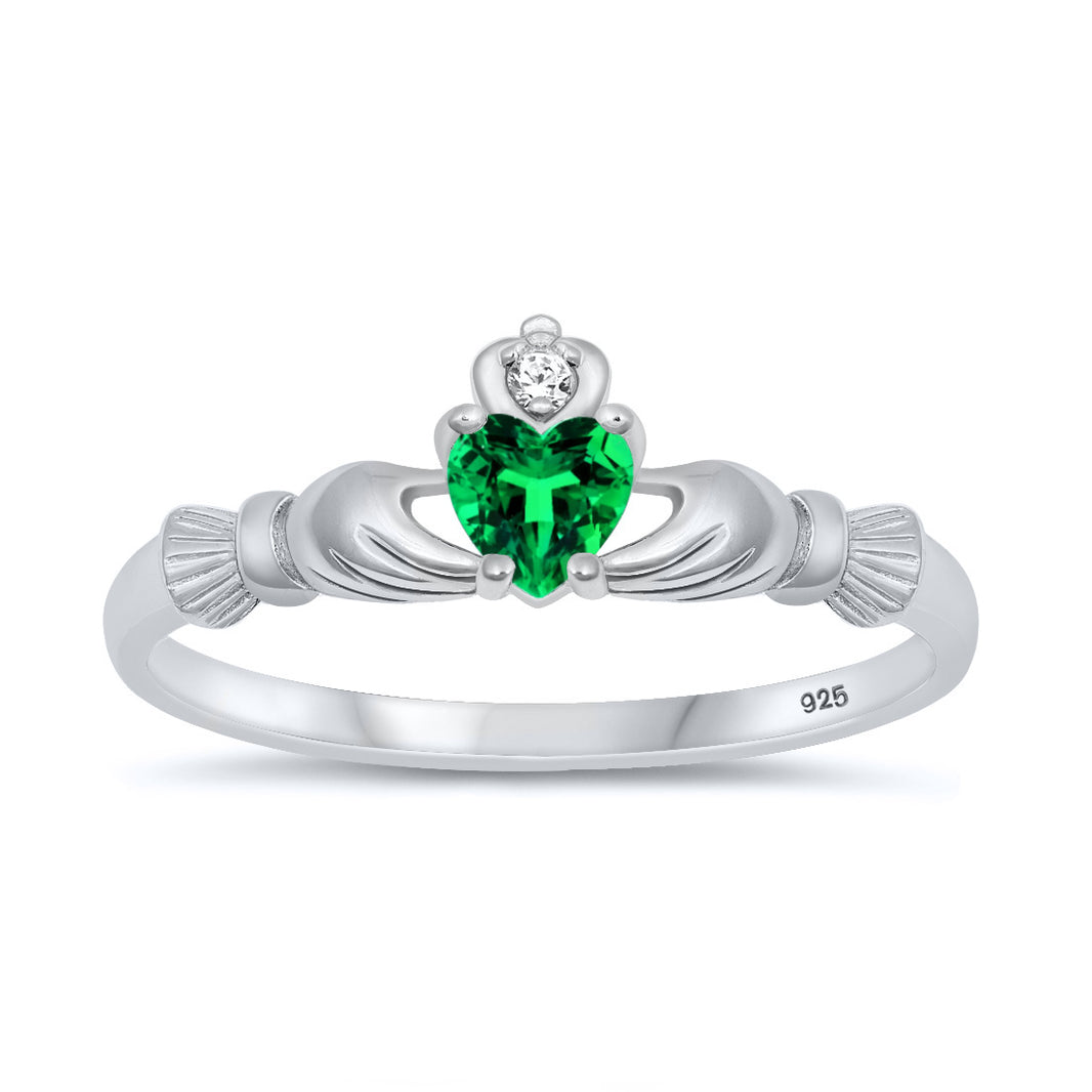 Silver CZ Ring - Claddagh Ring