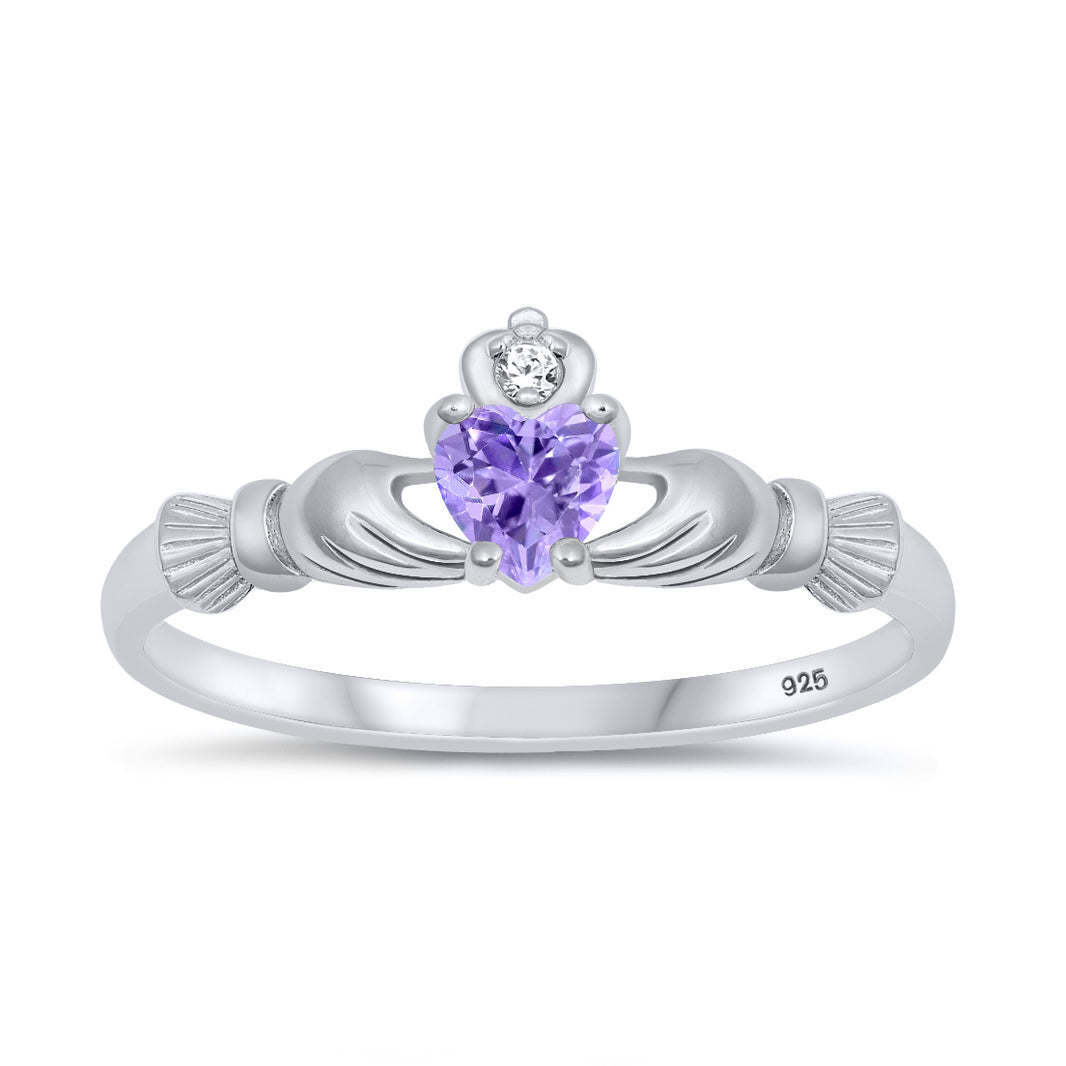 Silver CZ Ring - Claddagh Ring