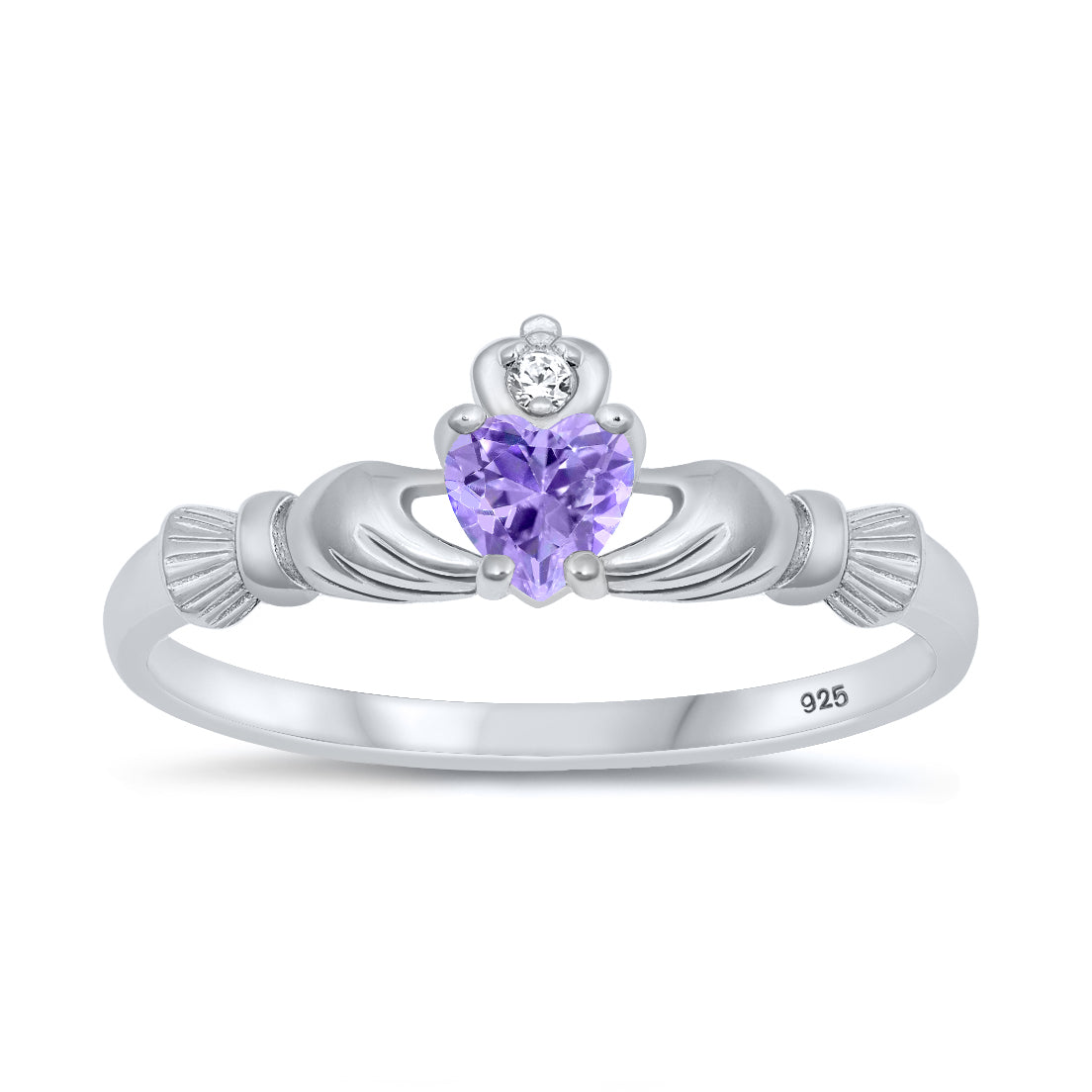 Silver CZ Ring - Claddagh Ring