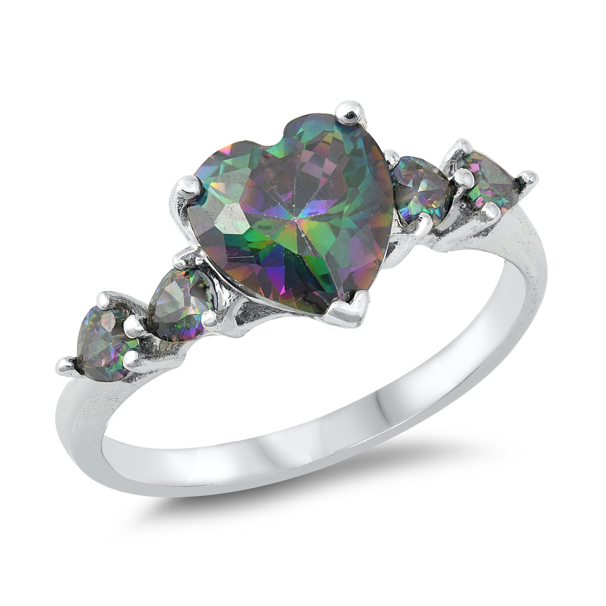 Silver CZ Ring - Heart