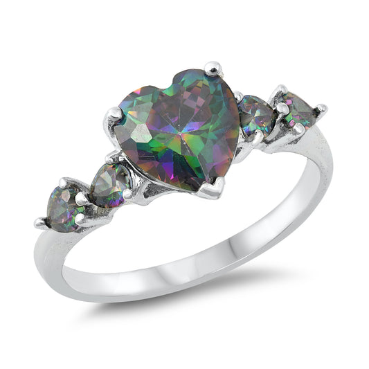 Silver CZ Ring - Heart