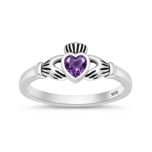 Silver CZ Ring - Claddagh