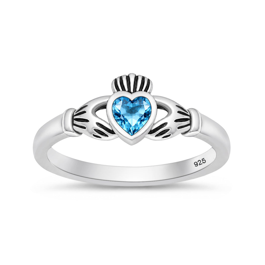 Silver CZ Ring - Claddagh
