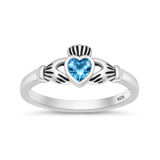 Silver CZ Ring - Claddagh