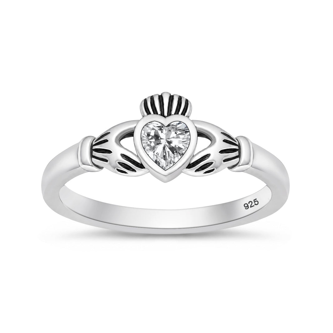 Silver CZ Ring - Claddagh