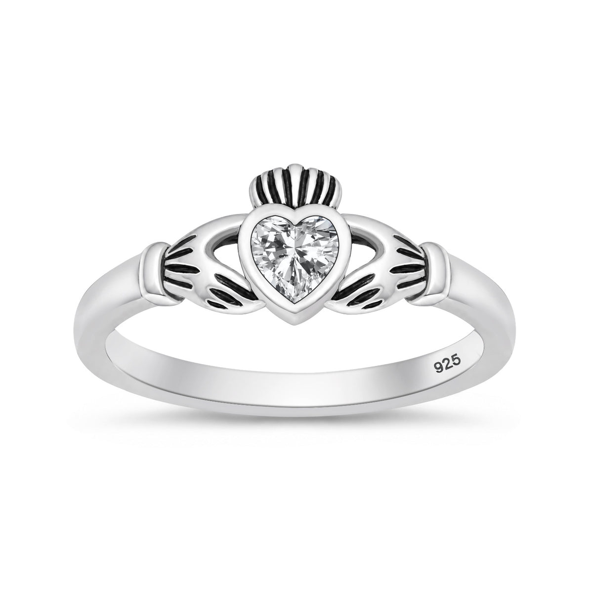Silver CZ Ring - Claddagh