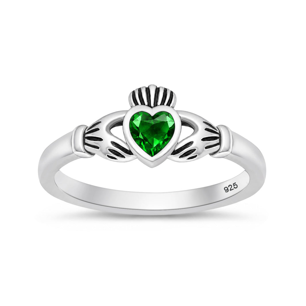 Silver CZ Ring - Claddagh