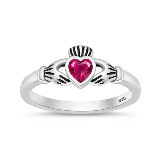 Silver CZ Ring - Claddagh
