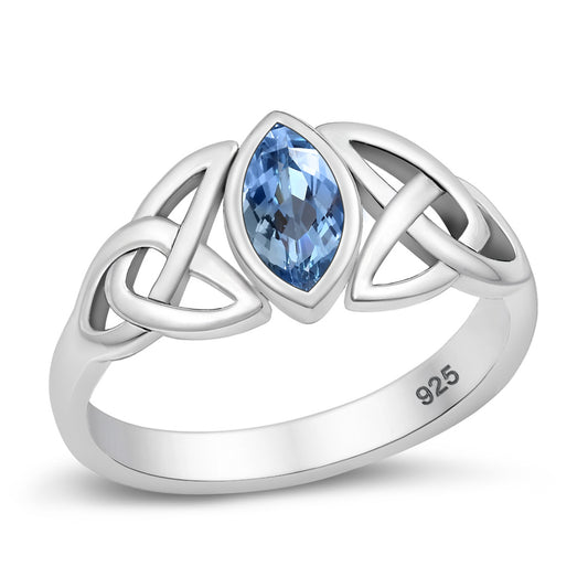 Silver CZ Ring - Celtic Design