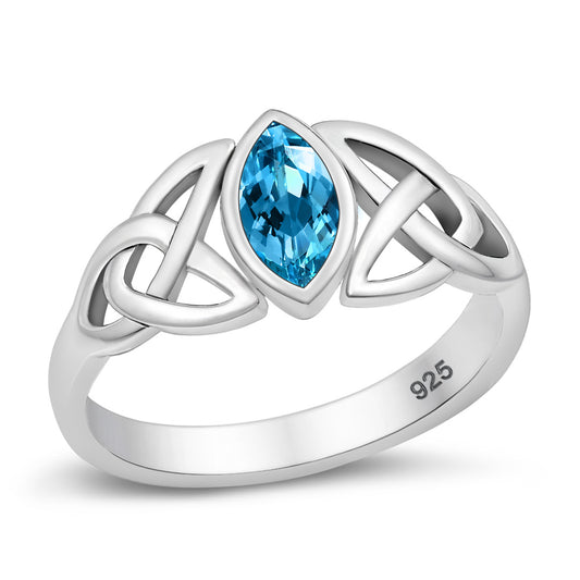Silver CZ Ring - Celtic Design