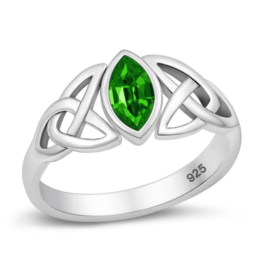 Silver CZ Ring - Celtic Design