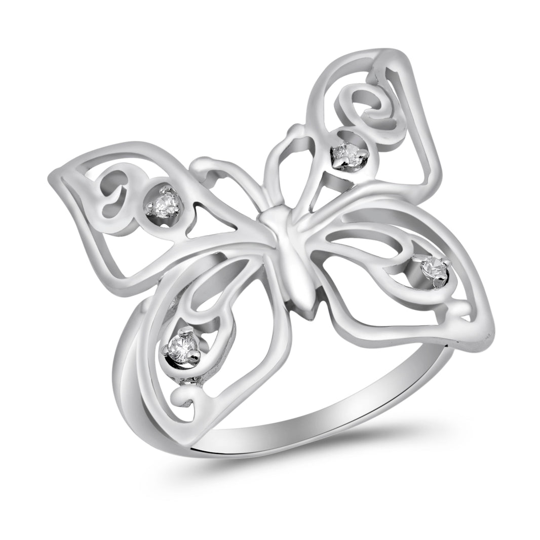 Silver CZ Ring - Butterfly