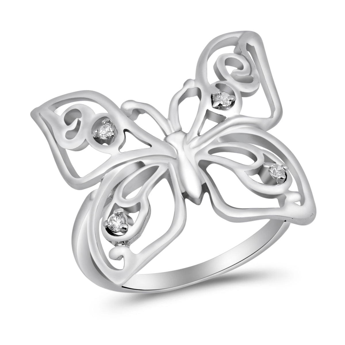Silver CZ Ring - Butterfly