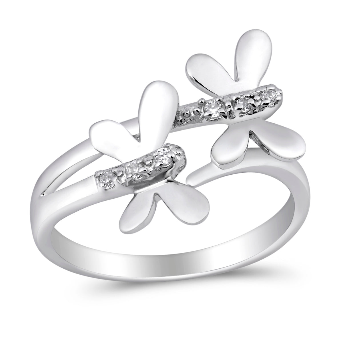 Silver CZ Ring - Dragonflies
