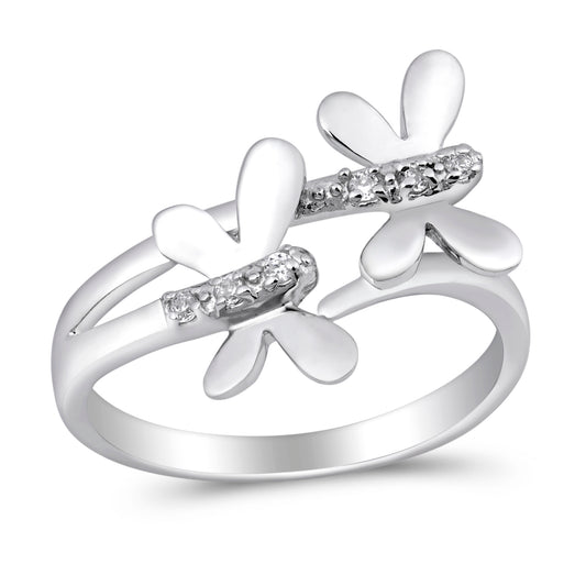 Silver CZ Ring - Dragonflies