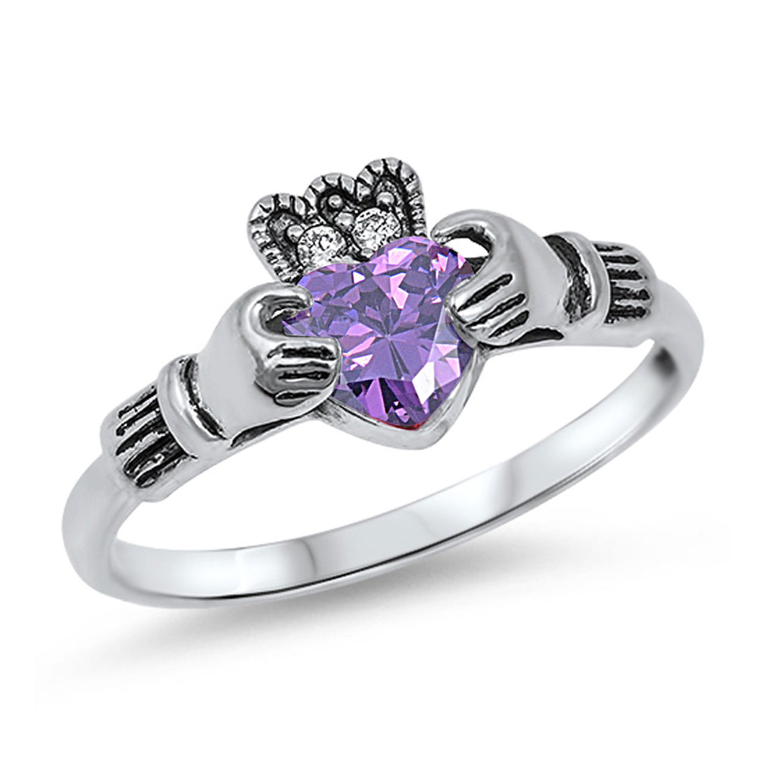 Silver CZ Ring - Claddagh Ring