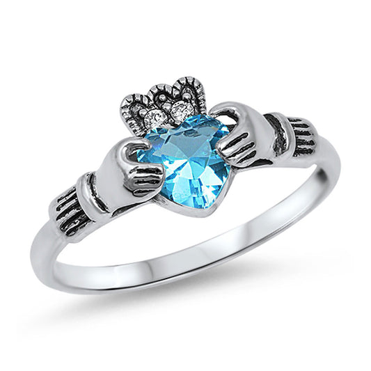 Silver CZ Ring - Claddagh Ring