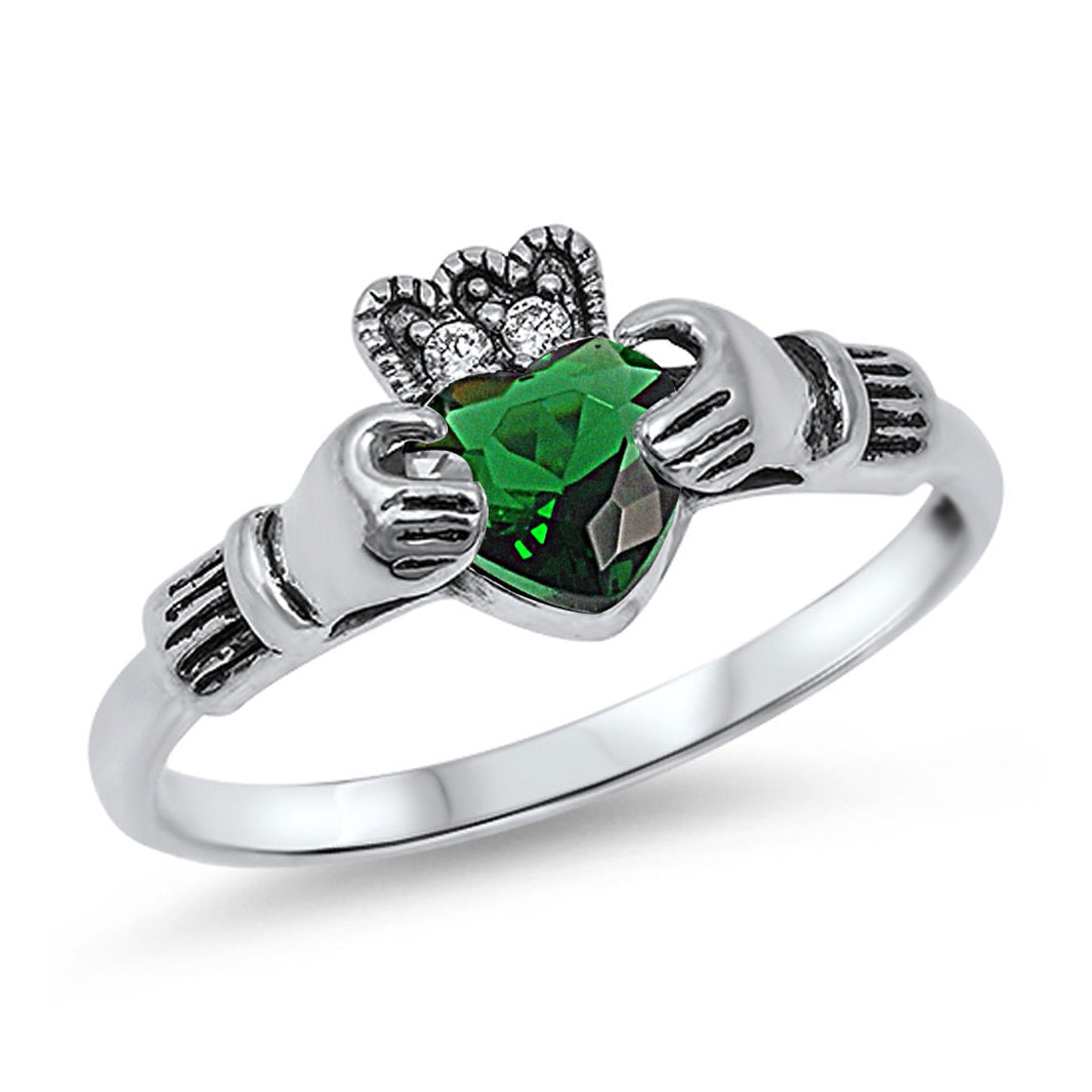 Silver CZ Ring - Claddagh Ring