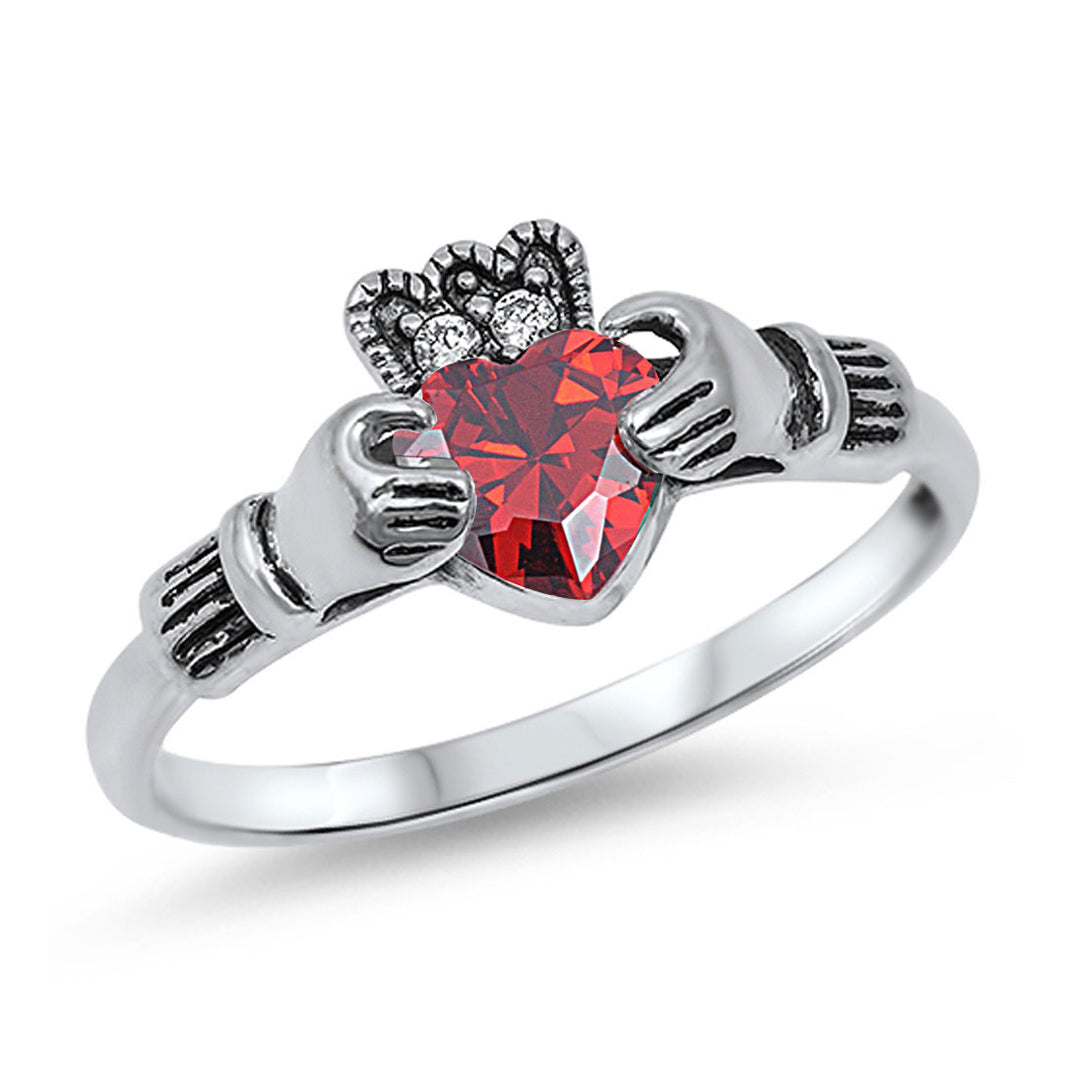 Silver CZ Ring - Claddagh Ring