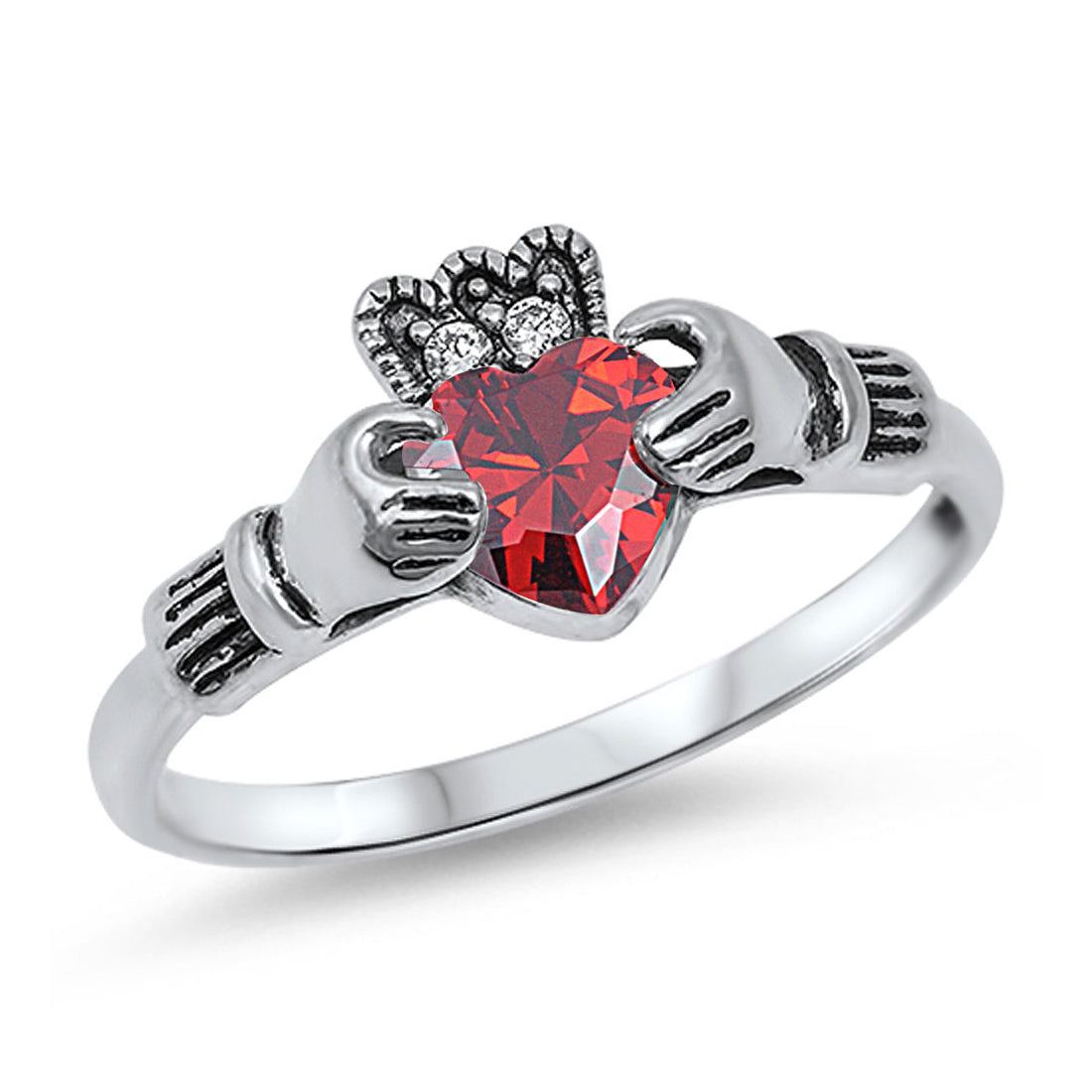 Silver CZ Ring - Claddagh Ring