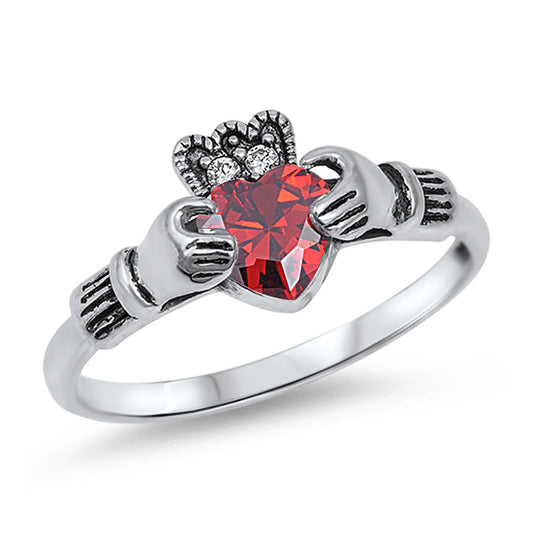 Silver CZ Ring - Claddagh Ring