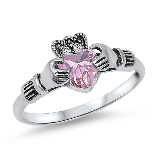 Silver CZ Ring - Claddagh Ring