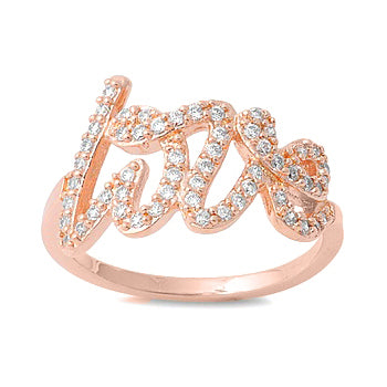 Silver CZ Ring - Love