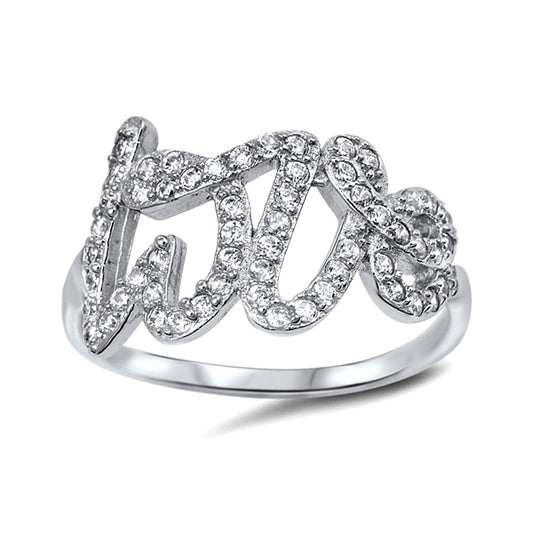 Silver CZ Ring - Love