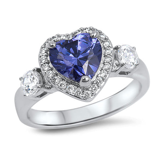 Silver CZ Ring - Heart